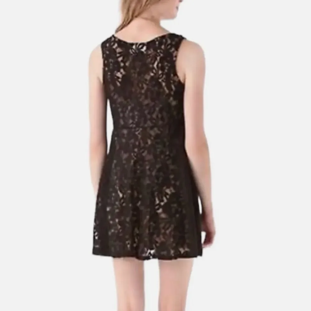 Free People Miles of Lace Black Mini Dress